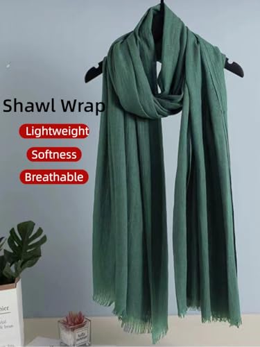 Harewom Lightweight Gauze Linen Feeling Shawl Wraps for Women Beach Summer Scarf for Evening Wedding Dresses - color: Shawl Wraps - Green