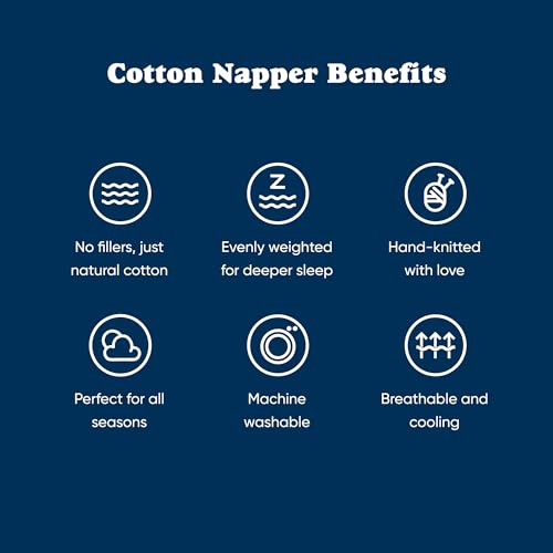 Cotton Hand-Knit Weighted Blankets for Adults - Chunky Knit Blanket - Sustainable, Breathable, Organic, Cooling Weighted Blanket - Machine Washable (Midnight Blue, 10 lbs, 40"x64")