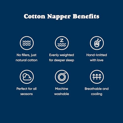 Cotton Hand-Knit Weighted Blankets for Adults - Chunky Knit Blanket - Sustainable, Breathable, Organic, Cooling Weighted Blanket - Machine Washable (Midnight Blue, 10 lbs, 40"x64")