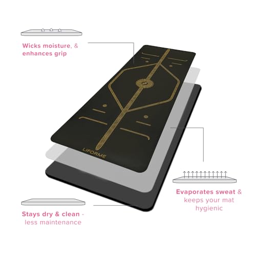 Liforme Printed Yoga Mat Collection - Free Yoga Bag Included - Patented Alignment System, Warrior-like Grip, Non-Slip, Eco-friendly, Sweat-resistant, Long, Wide and Thick for Comfort