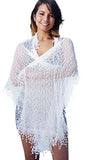 Cindy and Wendy Lightweight Soft Leaf Lace Fringes Scarf Bridal Veils shawl for Women - color: Ivory-sh
