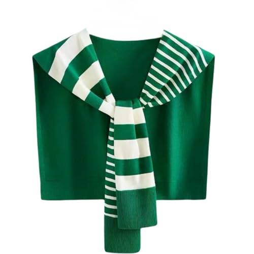 WaJuemy Sweater Shawl Wraps for Women Sweater Knitted Knotted Shawls Travel Casual Scarf Cape Shoulder Tops Fashion Wrap - color: Green Stripe