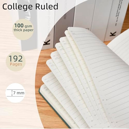 Lined Journal, 192 Pages, 5.7''x8.3'', 100 GSM Thick Paper, Hardcover Notebook for Work, Journaling Notebooks for Men, Women, Green
