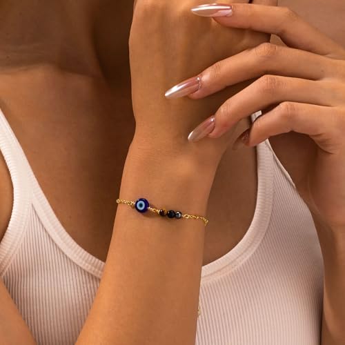 Triple Threat Protection Bracelet for Women,Evil Eye Natural Healing Crystal Beaded Bracelet for Protection - style: Triple Threat Bracelets (Link)