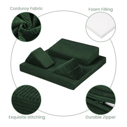 Meditation Cushion Set, Meditation Pillow for Sitting on Floor, Large Yoga Pillow with Knee Support, Washable Zafu Meditation Mat, 3 Shapes Floor Pillow for Adults, Green