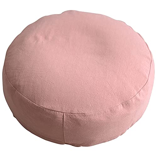 Breathable Cotton Linen Seat Cushion,Round Meditation Cushion,for Yoga Tatami Meditation Cushion Washable Meditation Pillow,Upholstered Stool Yoga Cushion Futon Cushion (30cm(12inch),Light Pink) - color: Light Pink, size: 30cm(12inch)