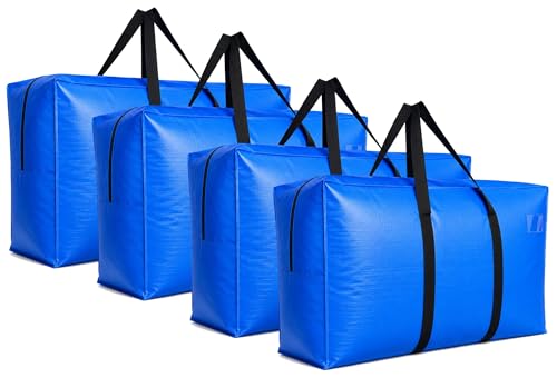 Extra Large Storage Bags, Jumbo Moving Tent Storage Bags, Waterproof Foldable Big Blue XXL Duffle Bag for Travel, 42x23x13.5inch - 4PACK - color: Blue-4 PACK, size: 42"L x 13.5"W x 23"H