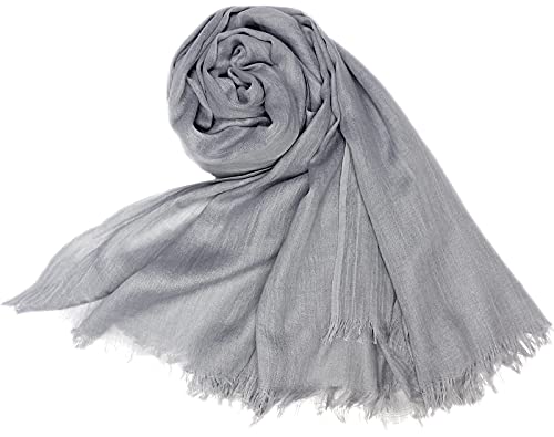 Women Summer Scarfs Lightweight Large Long Gauze Shawl Linen Beach Wrap Plain 75”×43” - color: Grey