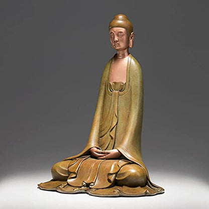 Buddha Meditation Statues Copper Zen Sculpture Figurine Desk Decor Ornaments Crafts Home Living Room Decoration 27.5X20x16cm