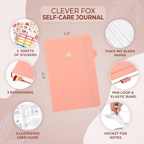 Clever Fox Self-Care Journal – Daily Reflection Notebook – Mental Health & Personal Development Planner, Meditation & Mood Log, A5 (Light Pink) - color: Light Pink, size: A5 (5.8'' x 8.3'')