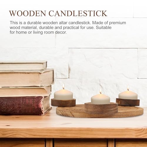 UKCOCO Pentacle Wooden Altar Plate Candle Holder Ritual Mystic Candlestick for Religious Ceremony Home Décor Energy Ornament