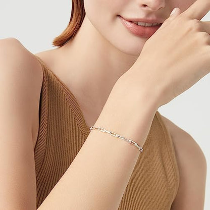 Miabella Solid 925 Sterling Silver Italian 3mm Paperclip Link Chain Bracelet for Women Men, Made in Italy - style: Length 7.5 Inches (women's average size)