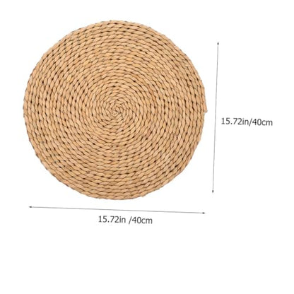 SUPVOX Thickened 1.5cm Natural Woven Meditation Cushion Yoga Seating Pad 40cm Diameter Floor Pillow for Indoor Outdoor Picnic and Zen Practice