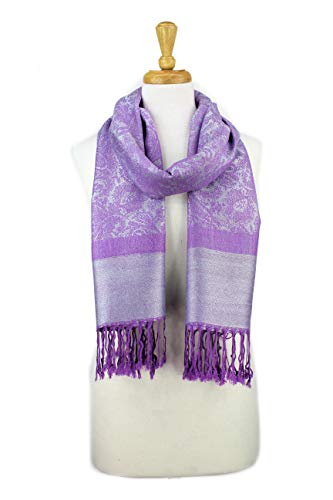 PASKMLNA Paisley Jacquard Pashmina Shawl Wrap Scarf Stole - color: Light Purple