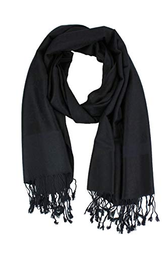 PASKMLNA Paisley Jacquard Pashmina Shawl Wrap Scarf Stole - color: Black
