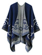 Urban CoCo Women's Color Block Shawl Wrap Open Front Poncho Cape - color: Series 21-navy Blue