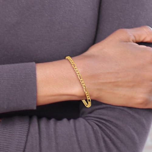 IceCarats 14K Yellow Gold 3.5mm Figaro Chain Link Bracelet, Polished