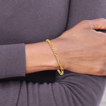 IceCarats 14K Yellow Gold 3.5mm Figaro Chain Link Bracelet, Polished