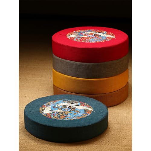 Round Meditation Cushion Mat Set with Washable Cotton Linen Cover, Tatami Cushion Floor Larger Yoga Mat Bolster Floor Pillows Seating for Adults Meditation Accessori yellow-40cm
