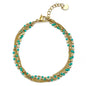 14K Gold Plated Surgical Hypoallergenic Stainless Steel Bohemian Dainty Turquoise Nanobeads Bracelet for Women