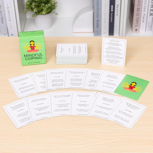 100 Mindful Coping Activity Cards – Self-Care & Stress Management Prompts for All Ages | Portable Travel Deck for Mental Wellness, Focus & Stress Relief - style: Coping Activity Cards
