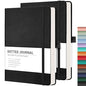 RETTACY Dotted Journal Notebook, 2-Pack, 160 Numbered Pages per Pack, A5 Medium Size (5.7'' x 8.3''), 120 GSM Thick Paper, Leather Hardcover, for Journaling, Planning, Tracking (Black & Black) - color: Black & Black, style: Dotted