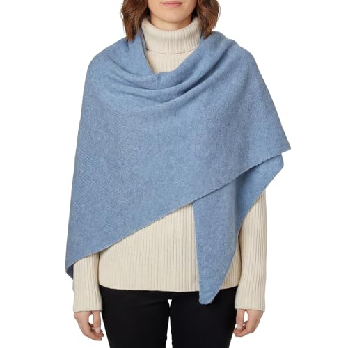 RIIQIICHY Shawl Wrap Women Pashmina Triangle Cape Knit Sweater Scarf for Fall Winter Fashion Accessory - color: Blue