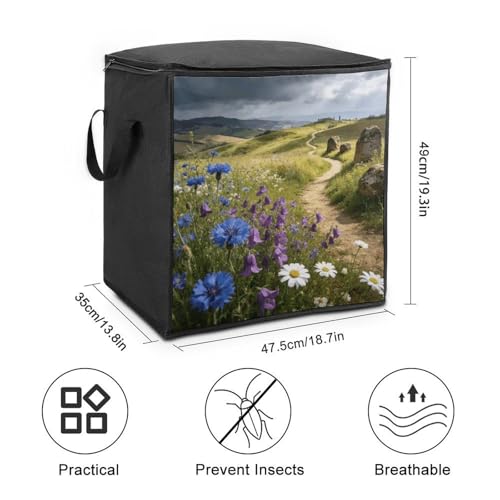 Cloud Shadow Hill Storage Bag Portable Closet Organizer Storage Bags Quilt Storage Bags with Zippered Breathable Storage Bag with Carry Handles for Blanket Pillow Bedding
