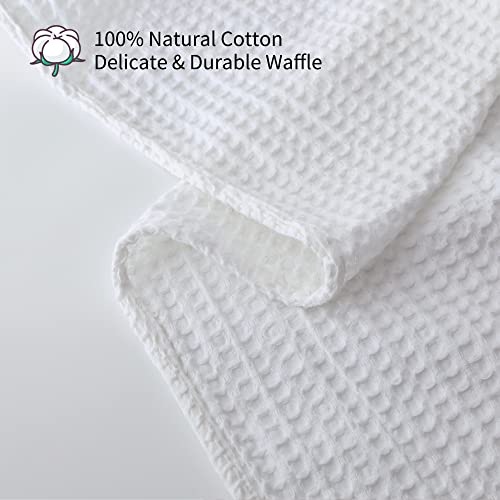 100% Cotton Waffle Blanket (White - Throw Size - 50 * 60''), Pre-Washed and Anti-Shrinkage Soft Lightweight Bed & Couch Blanket, 380 GSM Waffle Weave Throw Blanket for All Seasons - color: White, size: Throw (50"*60")