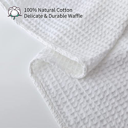 100% Cotton Waffle Blanket (White - Throw Size - 50 * 60''), Pre-Washed and Anti-Shrinkage Soft Lightweight Bed & Couch Blanket, 380 GSM Waffle Weave Throw Blanket for All Seasons - color: White, size: Throw (50"*60")