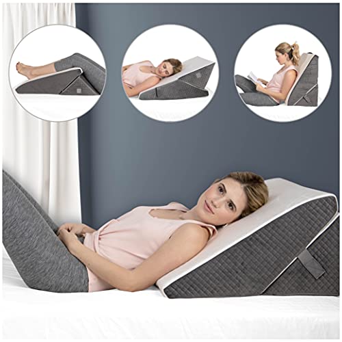 Kolbs Bed Wedge Pillow for Sleep Apnea, FSA Eligible Acid Reflux, and Back Pain Relief, with Chic Jacquard Cover - Headboard Wedges for Sleeping (Adjustable Height Wedge) - size: Adjustable Height Wedge