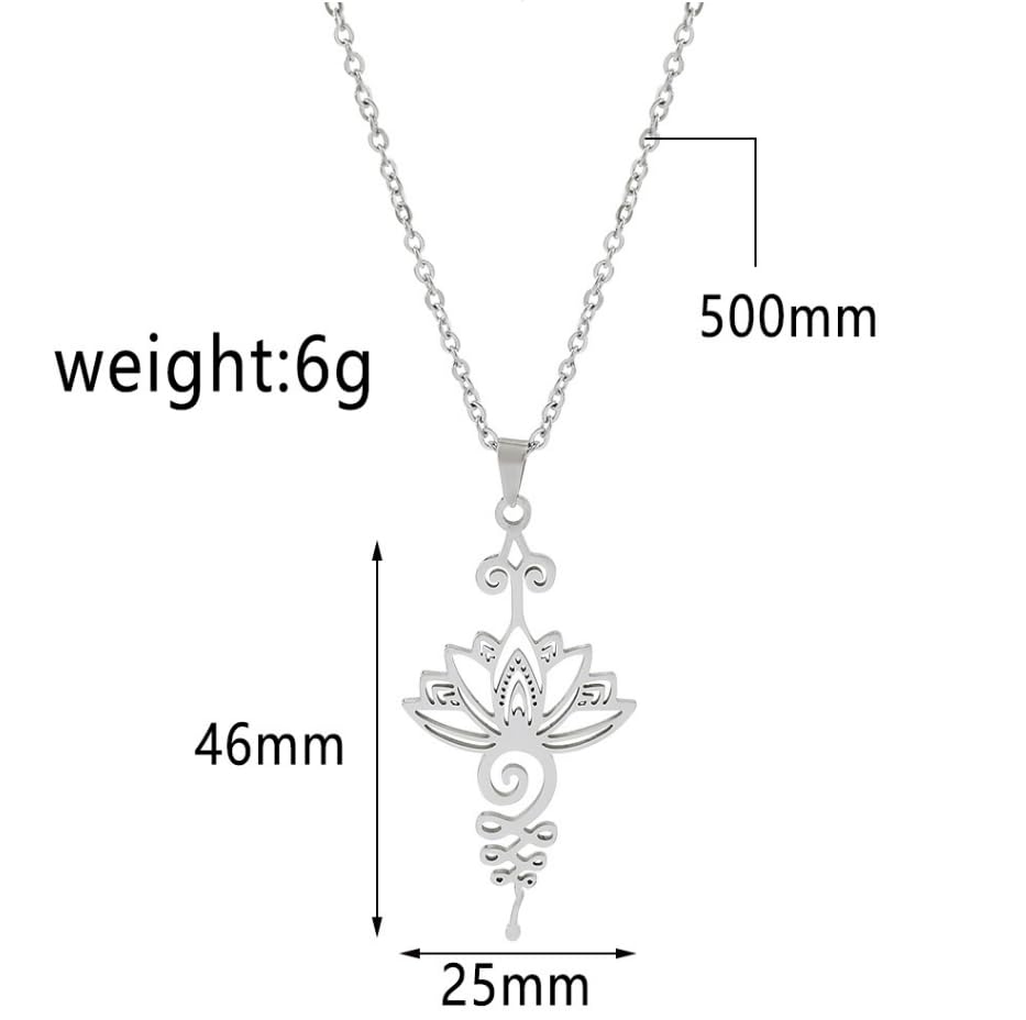 2Pcs Lotus Flower Necklace for Men Women, Vintage Alloy Hollow Meditation Jewelry, Mindfulness Calm Energy Pendant