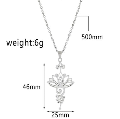 2Pcs Lotus Flower Necklace for Men Women, Vintage Alloy Hollow Meditation Jewelry, Mindfulness Calm Energy Pendant