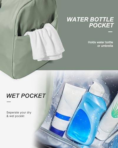 Gym Bag Womens Mens with Shoes Compartment and Wet Pocket Travel Duffel Bag for Women for Plane Sport Gym Tote Bags Swimming Yoga Waterproof Weekend Overnight Carry on Bag Hospital Holdalls - color: A2-Grey Green
