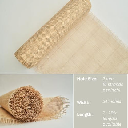 Rattan Cane Webbing Roll 24" x 24” Square Radio Weave Rattan Fabric for Furniture DIY | Durable Natural Caning Material for Cabinet Door Inserts, Decor, Crafts