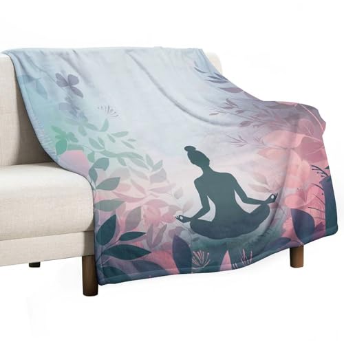 Abstract Yoga Theme Throw Blanket for Couch Bed, Soft Cozy Floral Plant Meditation Sofa Decor Blankets for Women, Men, 30"x40" - color: Abstract Yoga Theme, size: 30"x40"