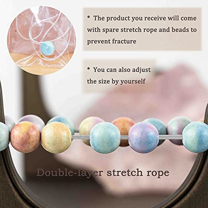 8mm Natural Gemstone Stretch Bracelet, Handmade Unisex Crystal Bracelets for Meditation, Yoga, Spiritual Healing & Positive Energy - color: Rainbow Bridge Agate