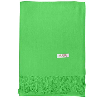 Falari Women's Soft Solid Color Pashmina Shawl Wrap Scarf, for Wedding, Bridesmaid Gifts, Evening Dress - color: Spring Apple Green