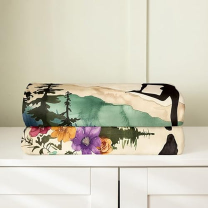 Castle Fairy Yoga Flannel Fleece Throw Blanket 40"x50" Botanical Flowers Natural Landscape Fuzzy Blanket for Sofa Couch Country Rustic All Season Bed Blankets Lightweight Plush Blankets,Beige - color: Beige 1, size: 40"×50"
