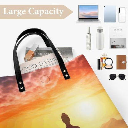 Yoga Meditation Leather Tote Handbag Top Handle Ladies Shoulder Bags Large Travel Messenger Gym Totes Work Bags Tote Bag for Women