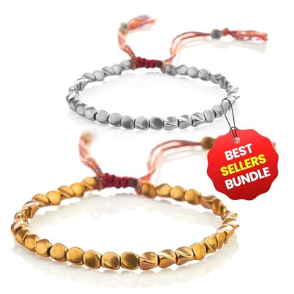 Buddha & Karma Tibetan Copper Beads Bracelet – Handmade Energy Healing for Strength, Balance & Protection – Adjustable Spiritual for Men & Women - color: Best Seller Bundle