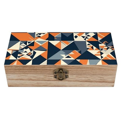 Storage Box Wooden Keepsake Box With Lid Gift Decorative Boxes Wood Keepsake Chest Jewelry Spliced Geometric Shapes Storage Container for Organize Jewelry Keepsake Gift