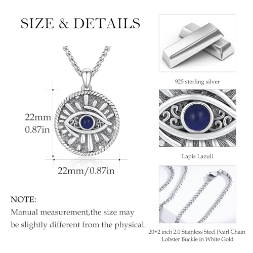 Evil Eye Necklace for Women 925 Sterling Silver, Protection Necklace with Blue Evil Eye Charm, Evil Eye/Lotus Pendant Jewelry, Birthday Christmas Gifts for Her - style: Blue Evil Eyes 05