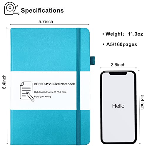 Notebook Journal, College Ruled Notebook Lined A5 160 Pages,Hard Cover Journals for Writing, Notebooks for Work Office School Women Men,5.7 inches x 8.4 inches(Light Blue) - color: Light Blue