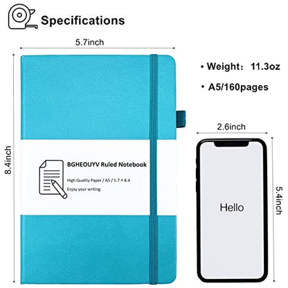 Notebook Journal, College Ruled Notebook Lined A5 160 Pages,Hard Cover Journals for Writing, Notebooks for Work Office School Women Men,5.7 inches x 8.4 inches(Light Blue) - color: Light Blue