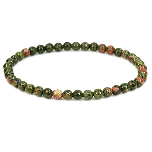 Keleny 4mm Natural Round Beads Gemstones Rock Crystal Stretch Bracelet 7 Inch Unisex - color: Green
