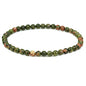 Keleny 4mm Natural Round Beads Gemstones Rock Crystal Stretch Bracelet 7 Inch Unisex - color: Green