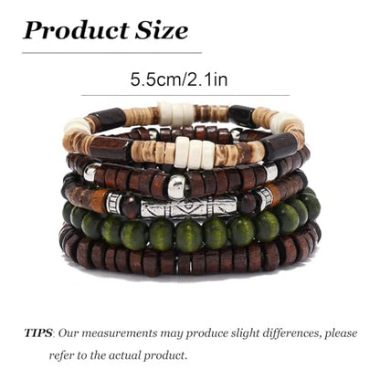 Long tiantian Beaded Bracelets for Men Wooden Bead Bracelets Stackable Layered Stretch Bracelet Trendy Wooden Jewelry Gift for Men - color: F-Bead Bracelets