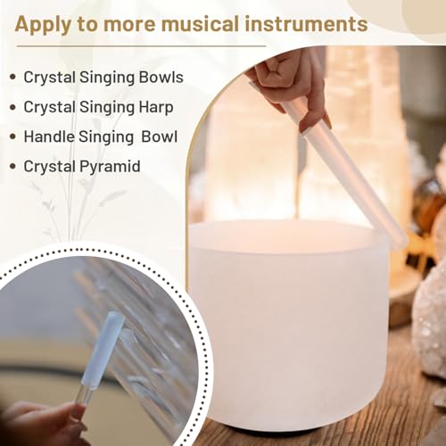 4 Pcs Singing Bowl Mallet And Silicone O Ring Set,Include 2 Acrylic Rubber Mallet Striker,2 Silicone Cushion for Playing Quartz Crystal Singing Bowls(White)