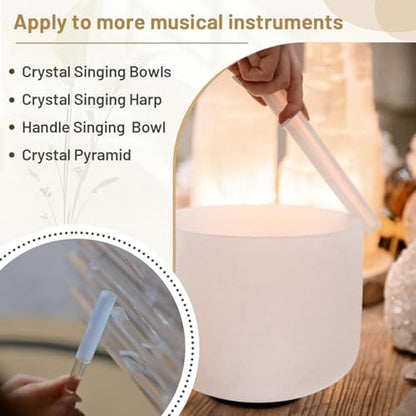 4 Pcs Singing Bowl Mallet And Silicone O Ring Set,Include 2 Acrylic Rubber Mallet Striker,2 Silicone Cushion for Playing Quartz Crystal Singing Bowls(White)